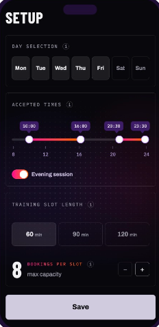 Partner app: setup screen