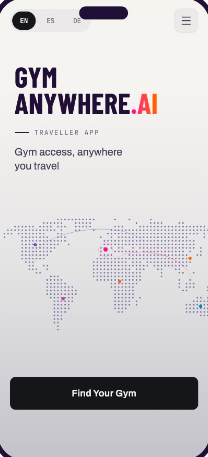 Traveller app: start screen