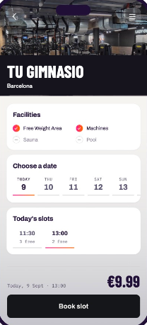 Traveller app: choosing a slot